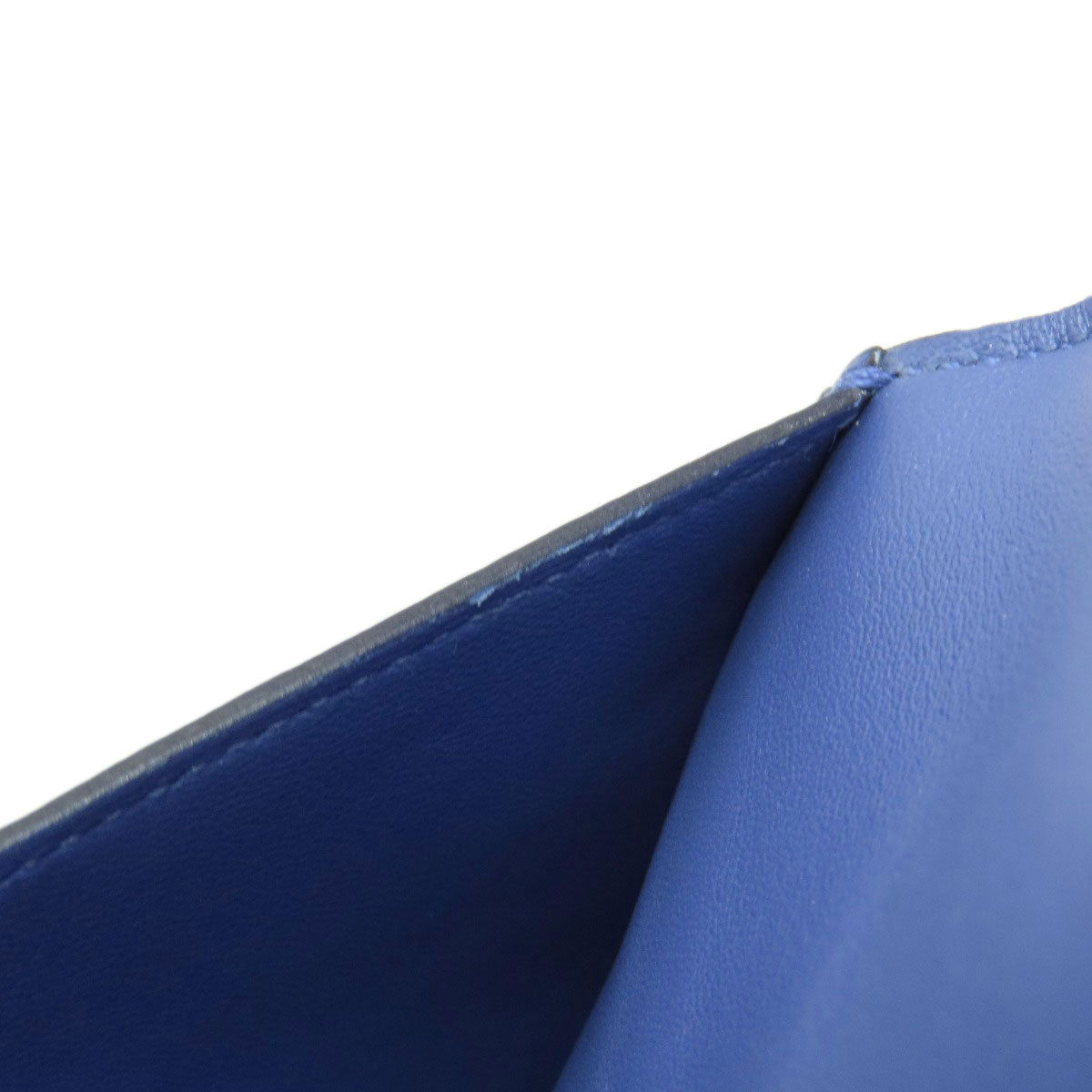 HERMES Long Wallet Purse Calfskin blue Dogon Long SilverMetal