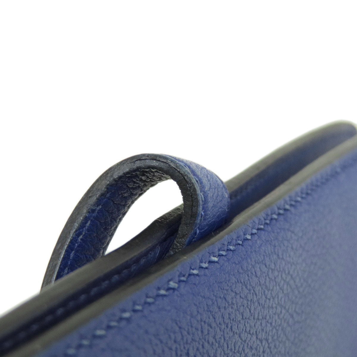 HERMES Long Wallet Purse Calfskin blue Dogon Long SilverMetal
