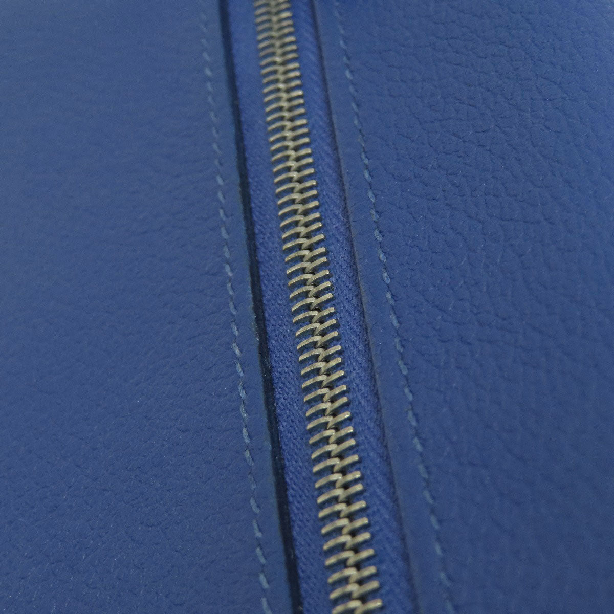 HERMES Long Wallet Purse Calfskin blue Dogon Long SilverMetal