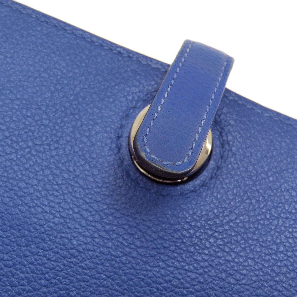 HERMES Long Wallet Purse Calfskin blue Dogon Long SilverMetal
