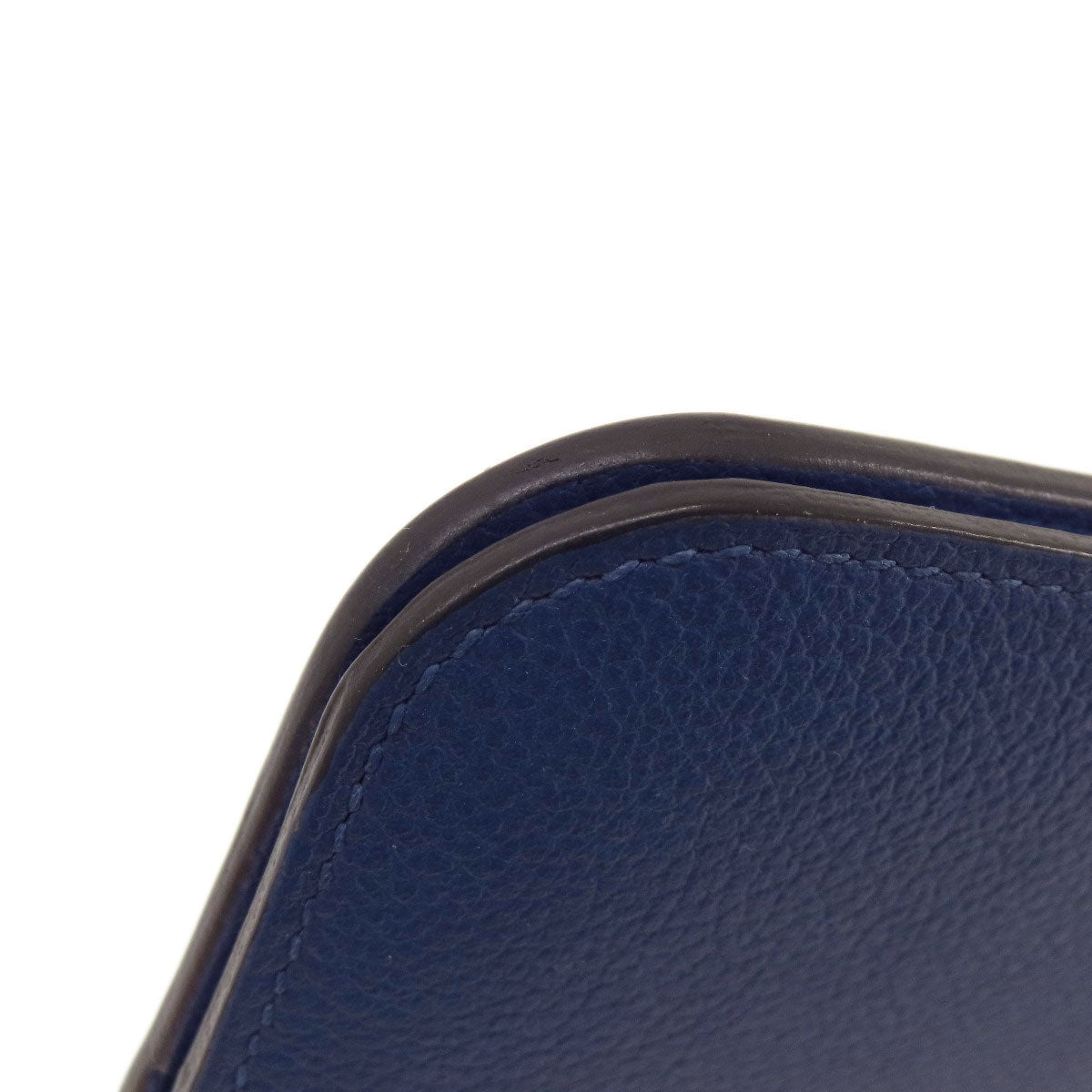 HERMES Long Wallet Purse Calfskin blue Dogon Long SilverMetal