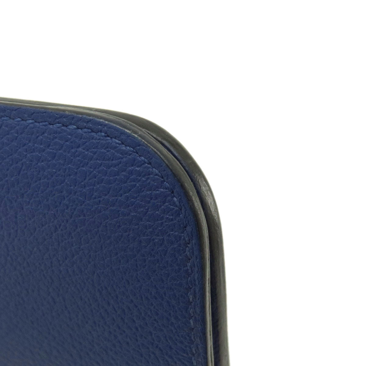 HERMES Long Wallet Purse Calfskin blue Dogon Long SilverMetal