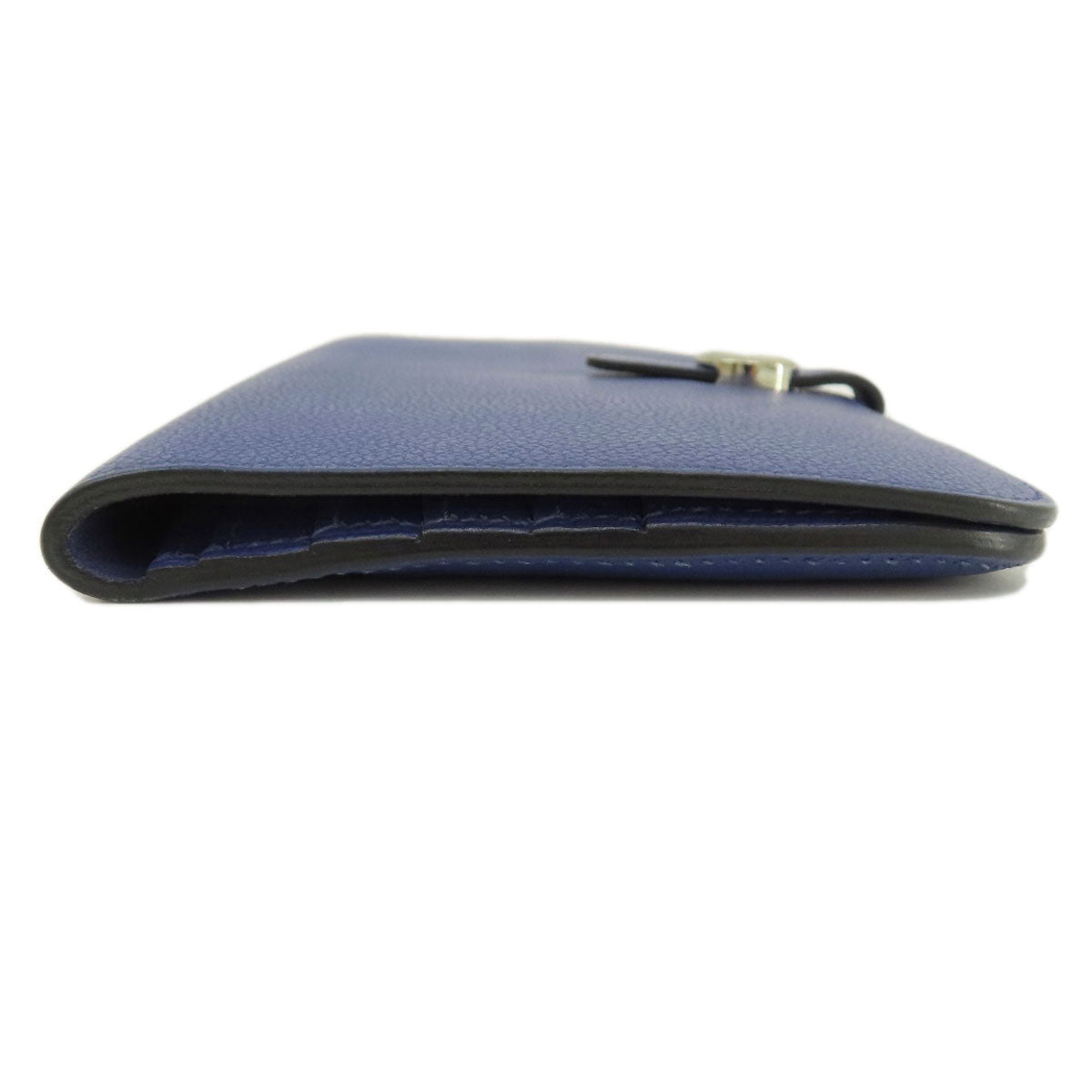 HERMES Long Wallet Purse Calfskin blue Dogon Long SilverMetal