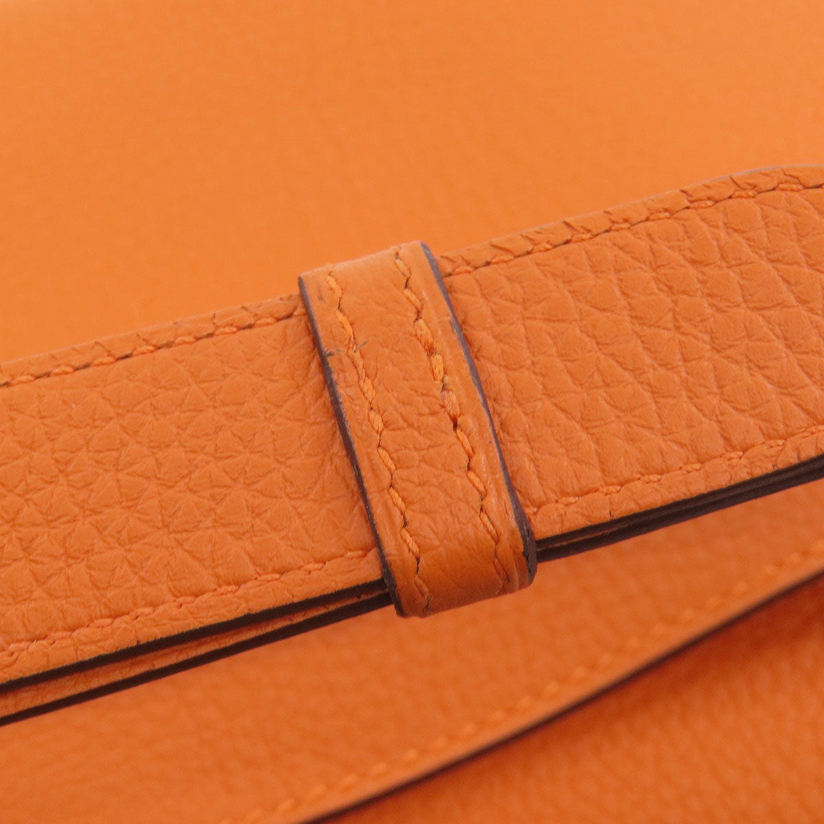 HERMES Shoulder Bag Taurillon Clemence Orange Sac A Depeche 21 Silver Metal Women Used