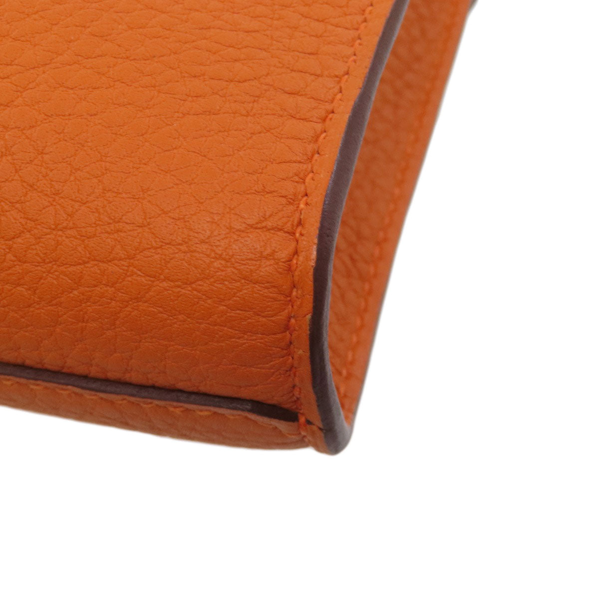 HERMES Shoulder Bag Taurillon Clemence Orange Sac A Depeche 21 Silver Metal Women Used