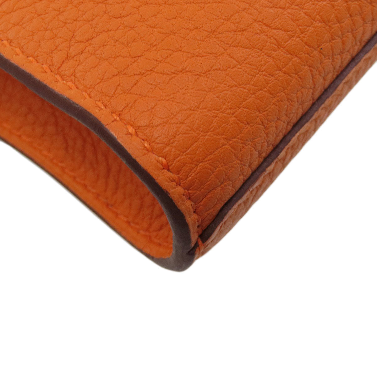 HERMES Shoulder Bag Taurillon Clemence Orange Sac A Depeche 21 Silver Metal Women Used