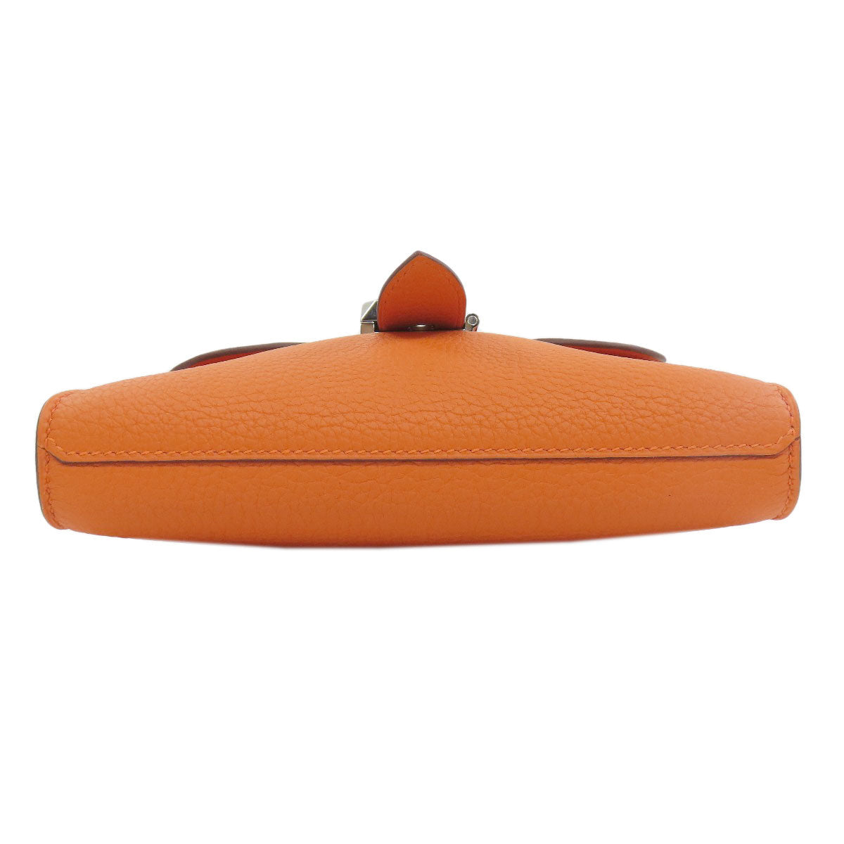 HERMES Shoulder Bag Taurillon Clemence Orange Sac A Depeche 21 Silver Metal Women Used