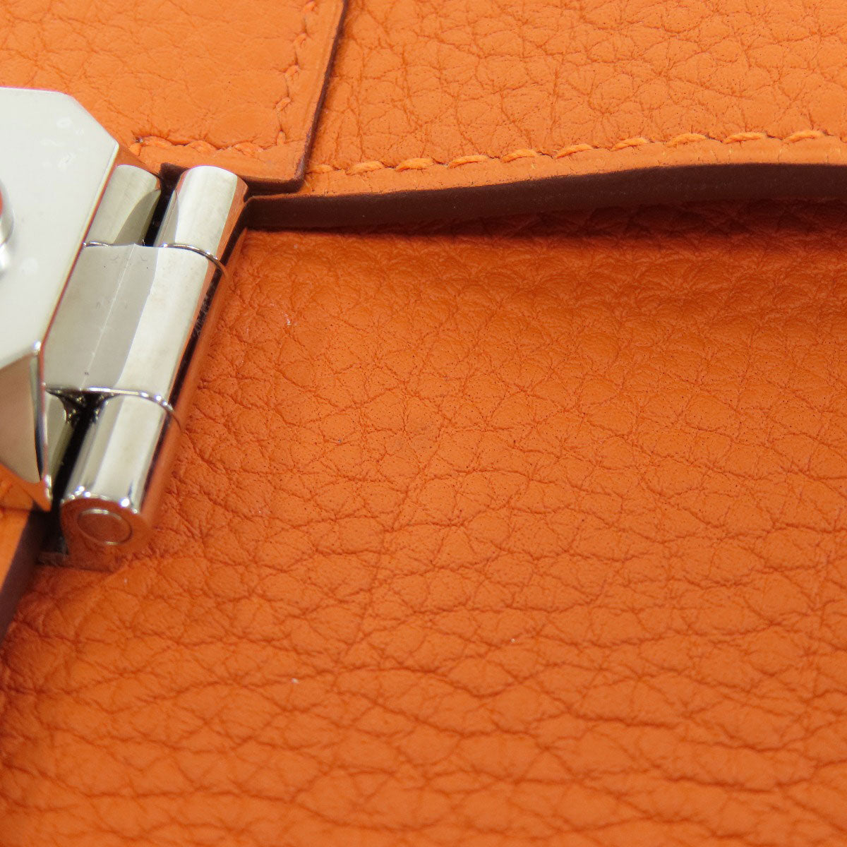 HERMES Shoulder Bag Taurillon Clemence Orange Sac A Depeche 21 Silver Metal Women Used