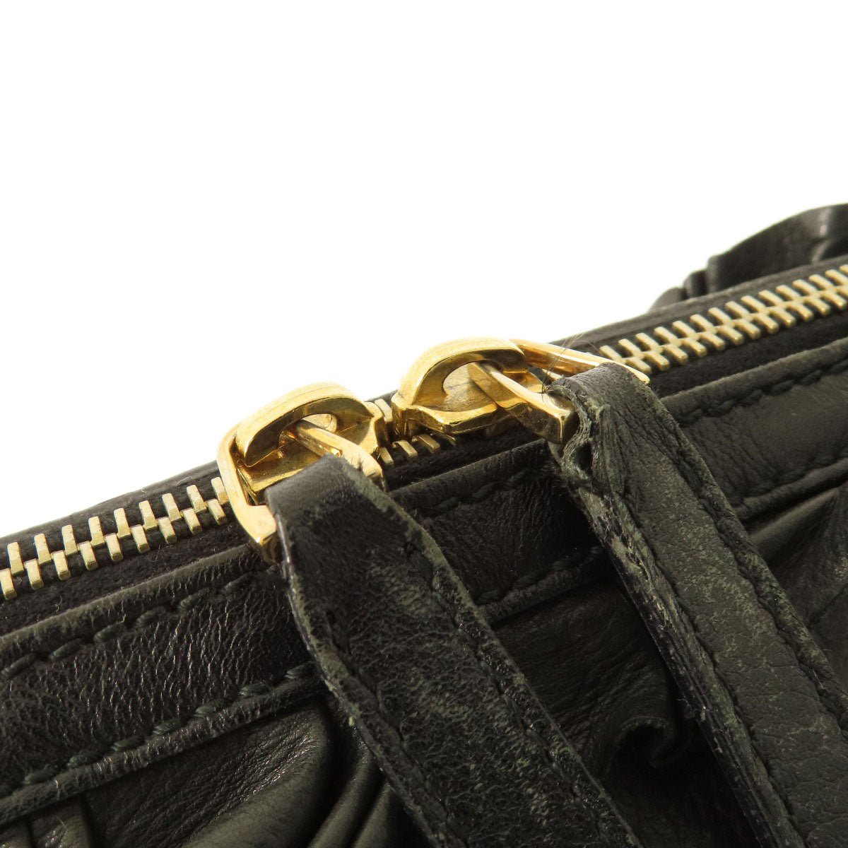 GUCCI Handbag 189848 leather black Frill Women Used