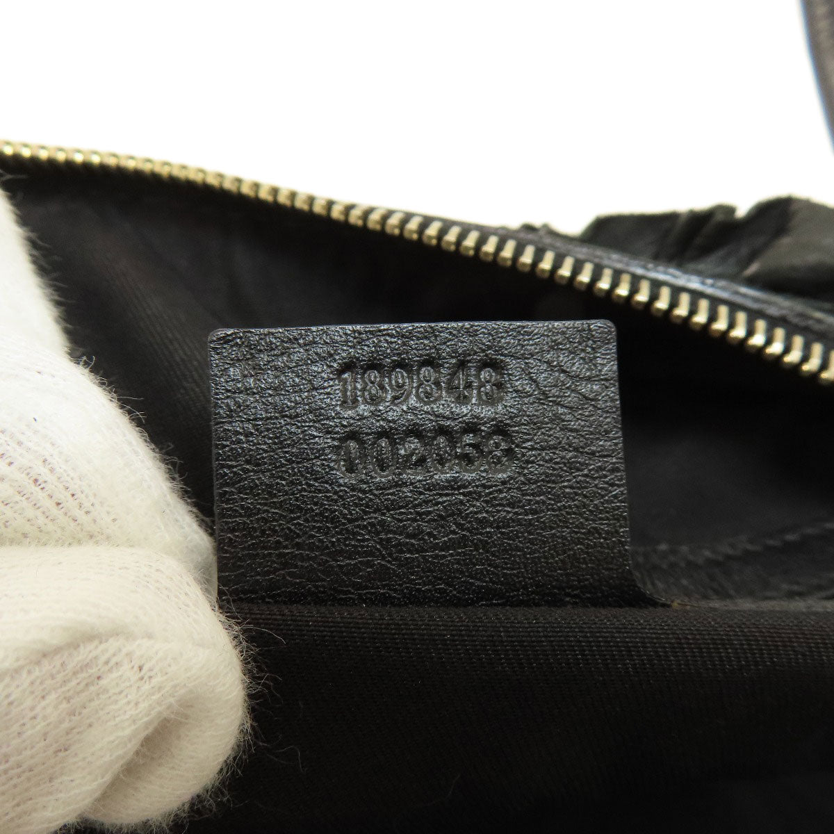 GUCCI Handbag 189848 leather black Frill Women Used