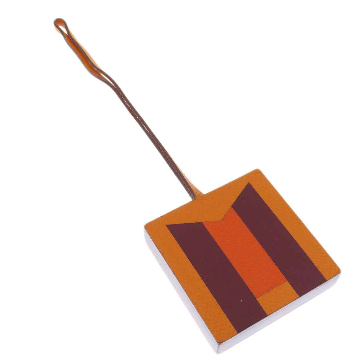 HERMES key ring Calfskin Orange Bag Charm Retorokare Women Used
