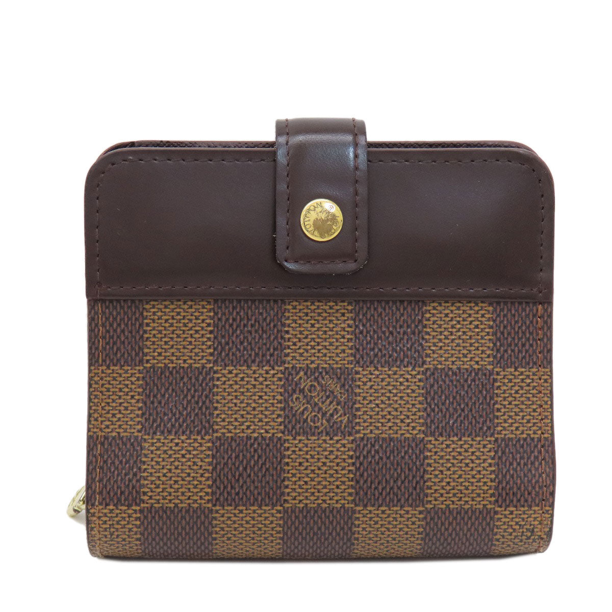 LOUIS VUITTON Bifold Wallet M61668 Damier canvas Brown Compact Zip Damier Ebene Women Used