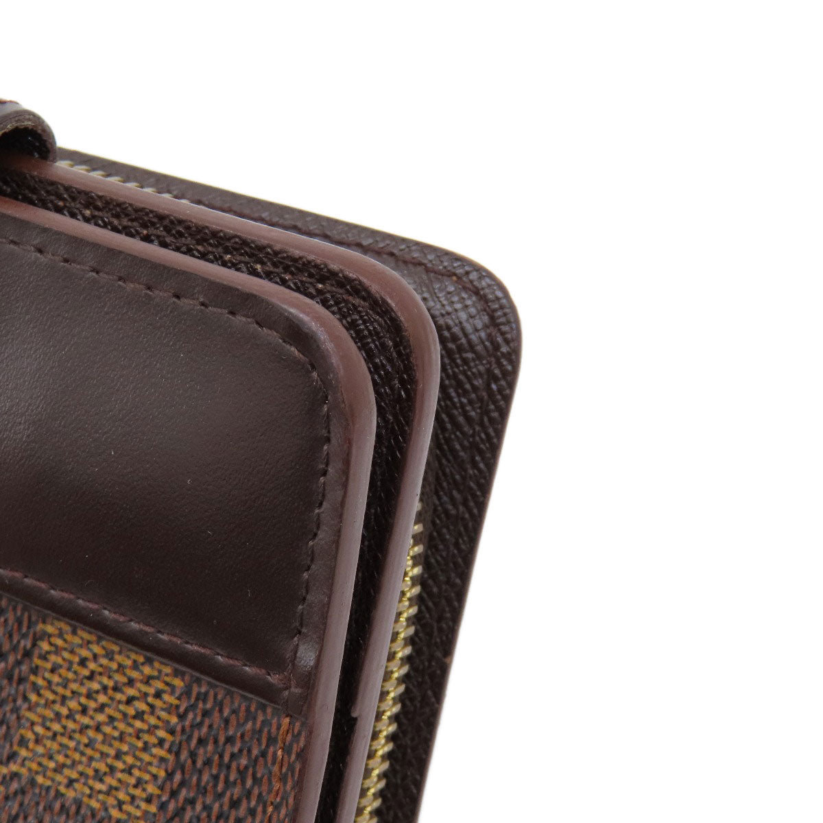 LOUIS VUITTON Bifold Wallet M61668 Damier canvas Brown Compact Zip Damier Ebene Women Used