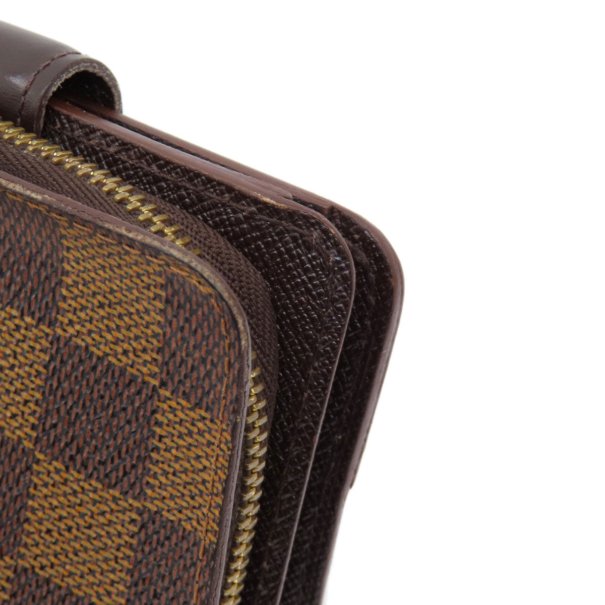 LOUIS VUITTON Bifold Wallet M61668 Damier canvas Brown Compact Zip Damier Ebene Women Used