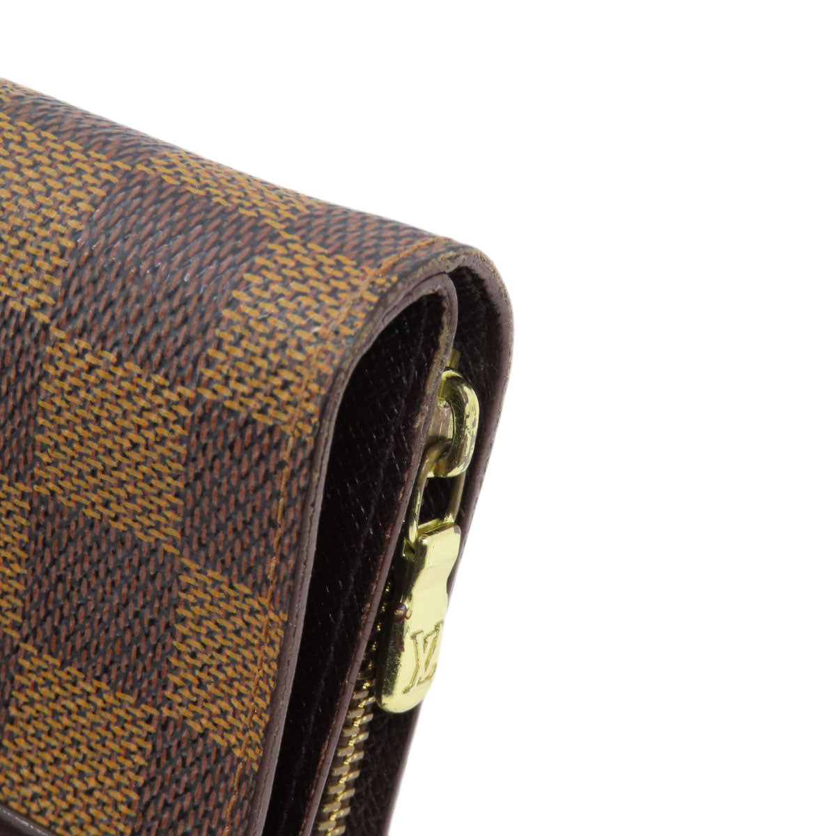 LOUIS VUITTON Bifold Wallet M61668 Damier canvas Brown Compact Zip Damier Ebene Women Used