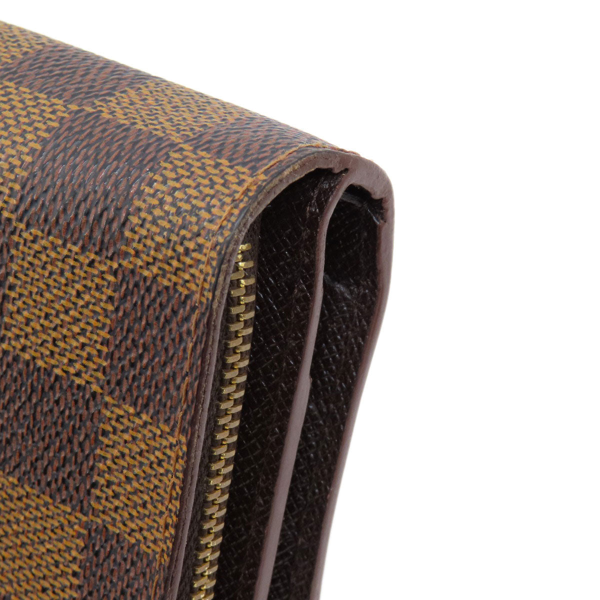 LOUIS VUITTON Bifold Wallet M61668 Damier canvas Brown Compact Zip Damier Ebene Women Used