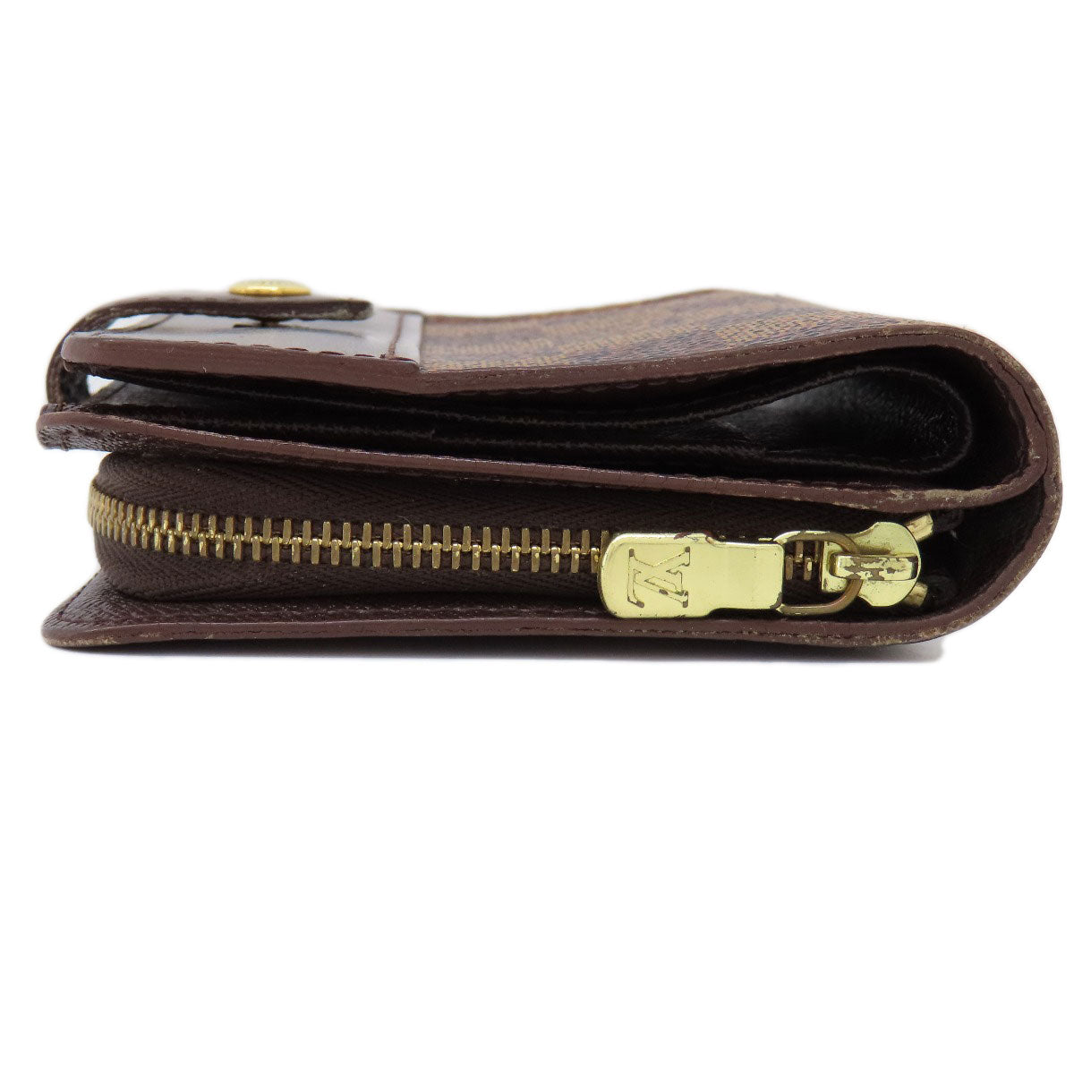 LOUIS VUITTON Bifold Wallet M61668 Damier canvas Brown Compact Zip Damier Ebene Women Used
