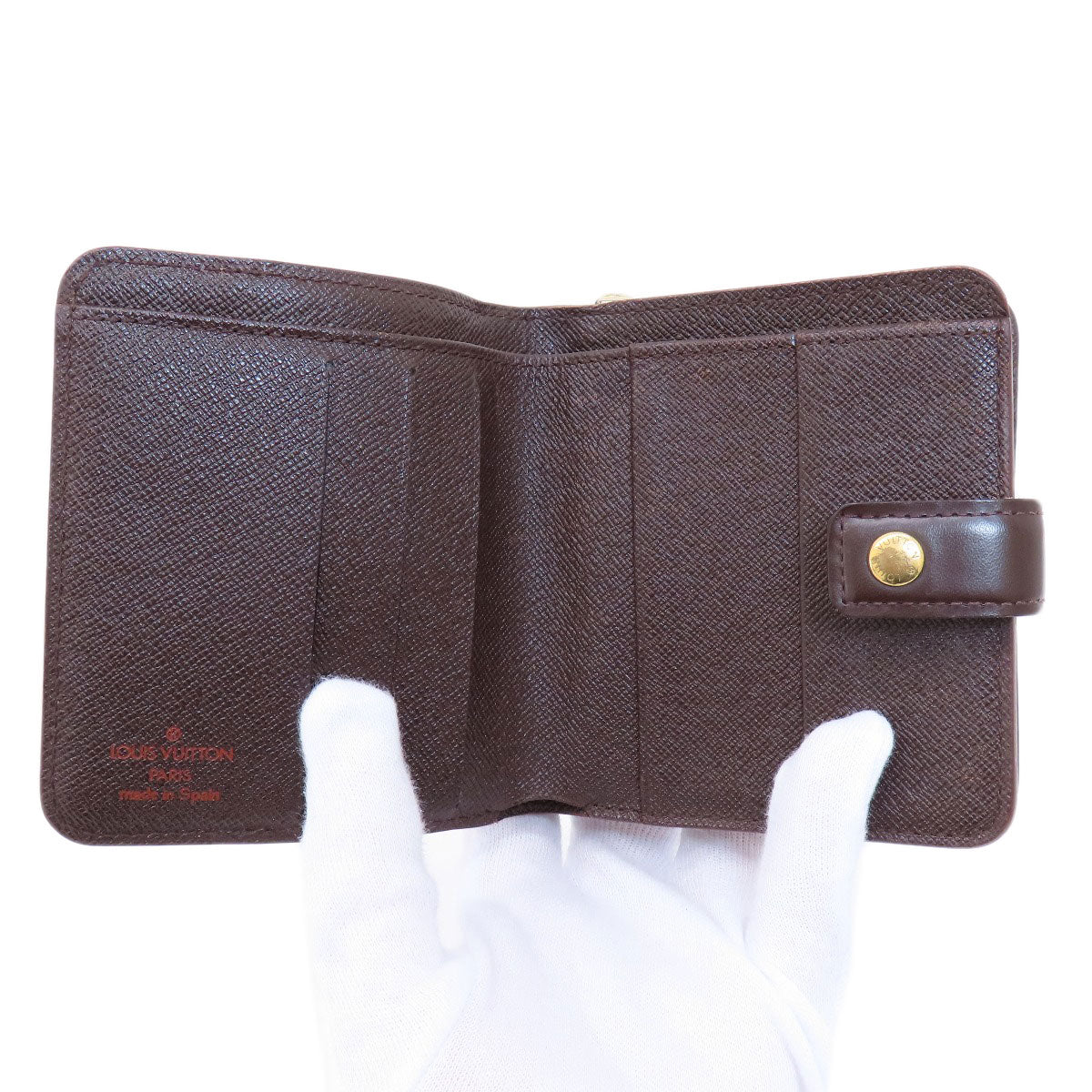 LOUIS VUITTON Bifold Wallet M61668 Damier canvas Brown Compact Zip Damier Ebene Women Used