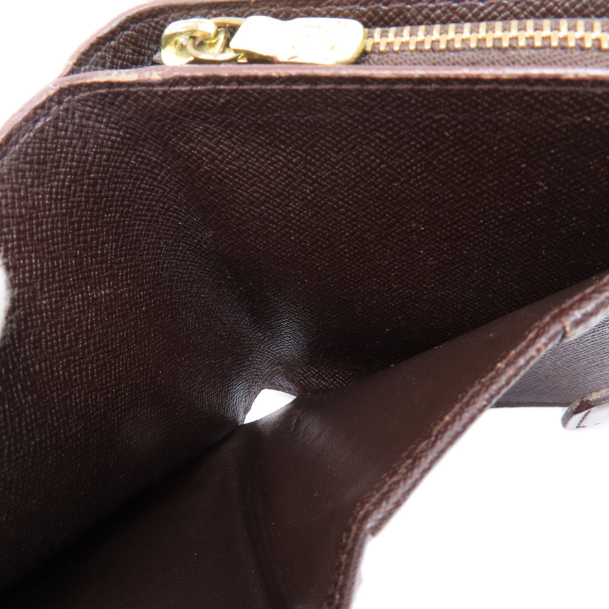 LOUIS VUITTON Bifold Wallet M61668 Damier canvas Brown Compact Zip Damier Ebene Women Used