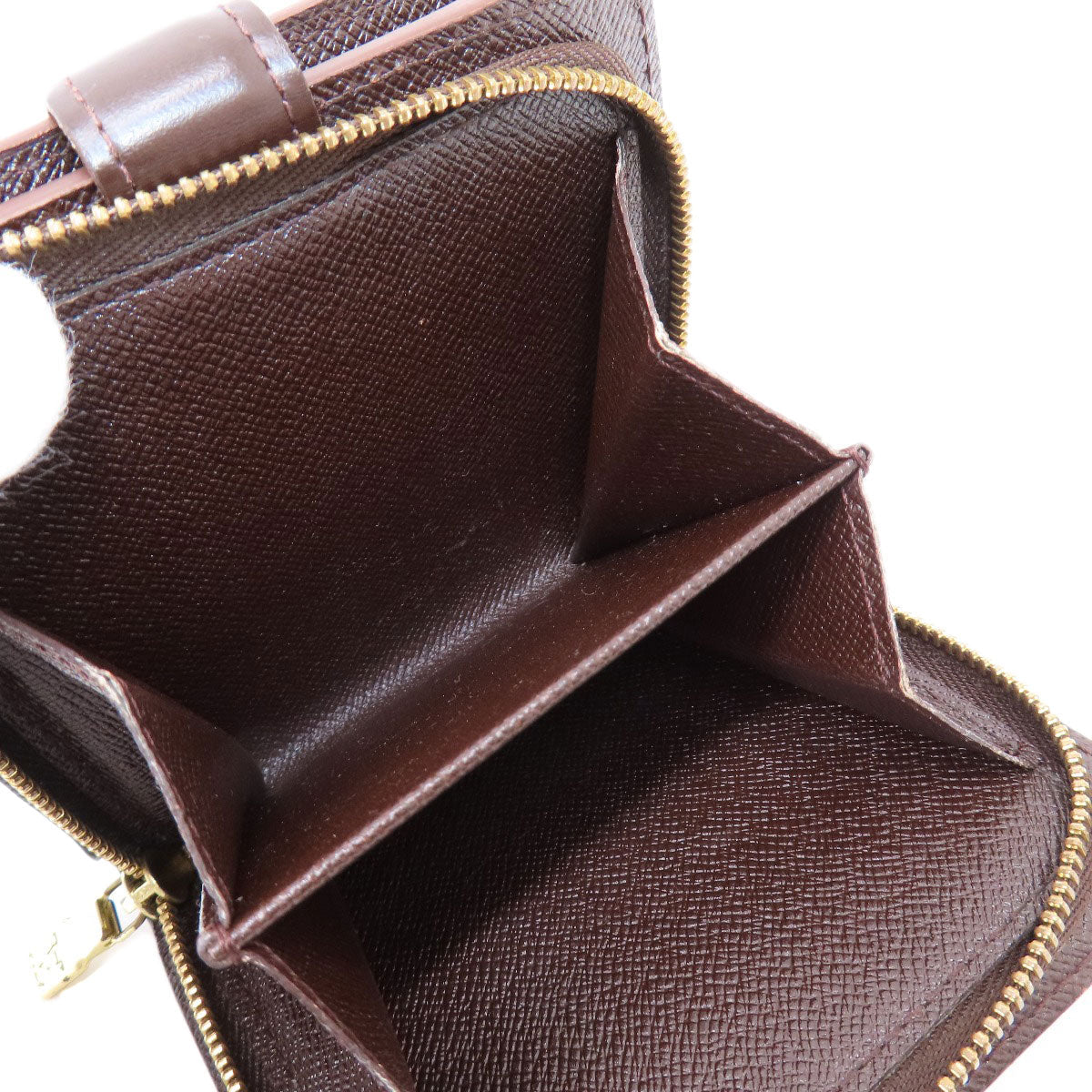 LOUIS VUITTON Bifold Wallet M61668 Damier canvas Brown Compact Zip Damier Ebene Women Used