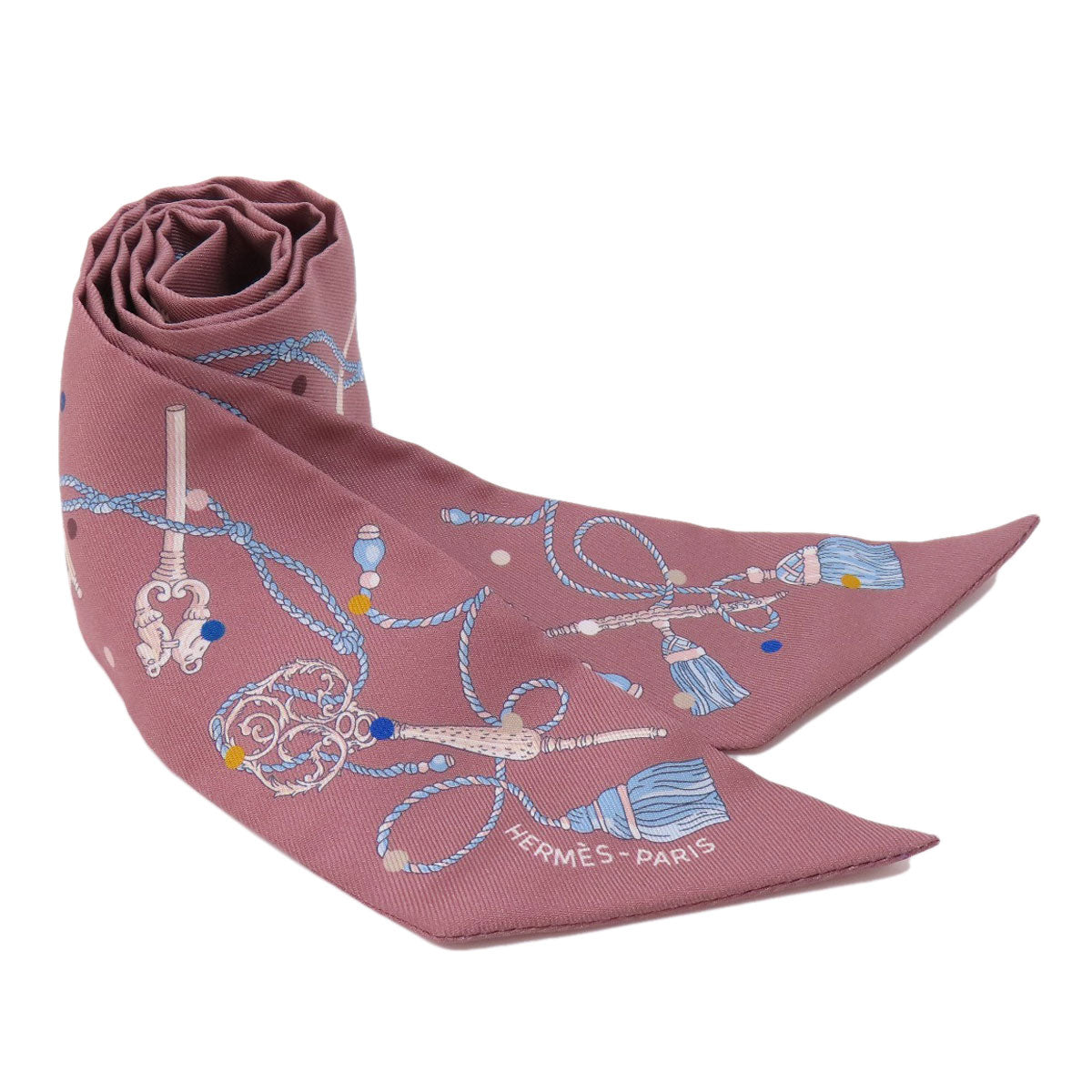 HERMES scarf silk Brown Twilly Women Used