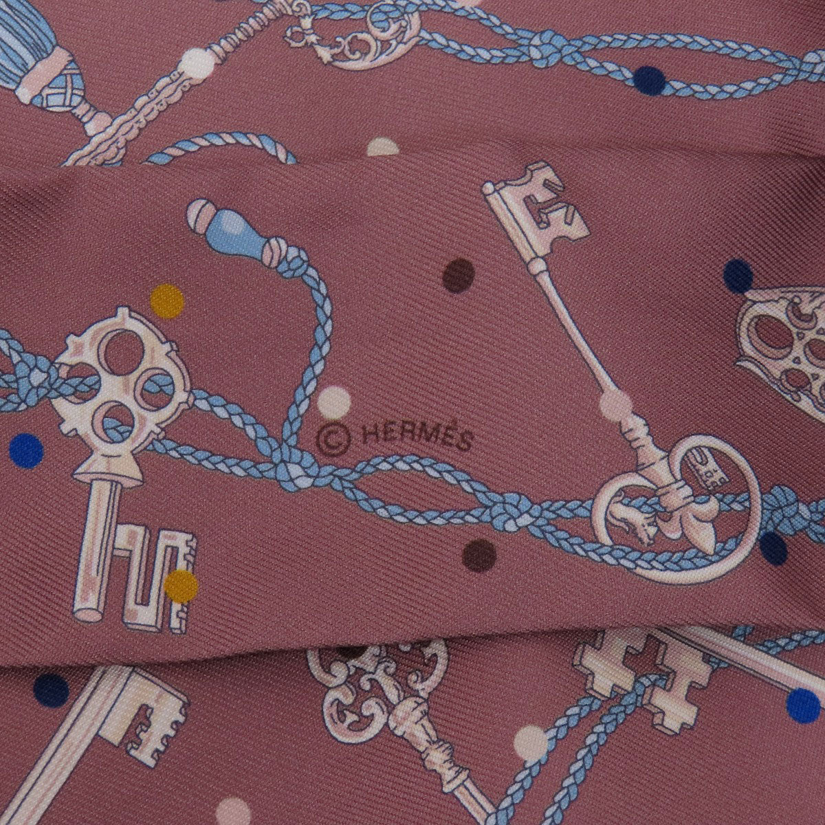 HERMES scarf silk Brown Twilly Women Used