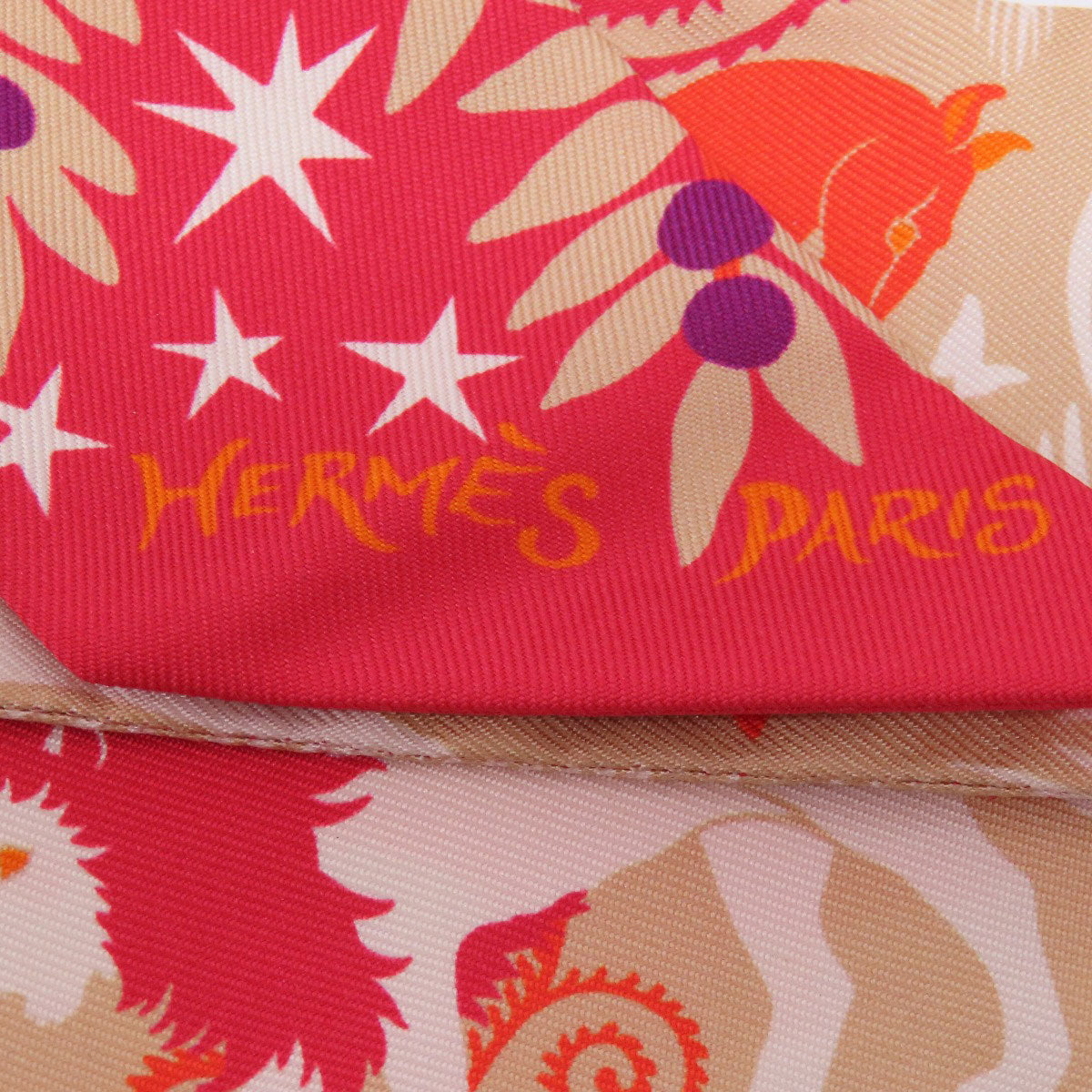 HERMES scarf silk beige Twilly Women Used