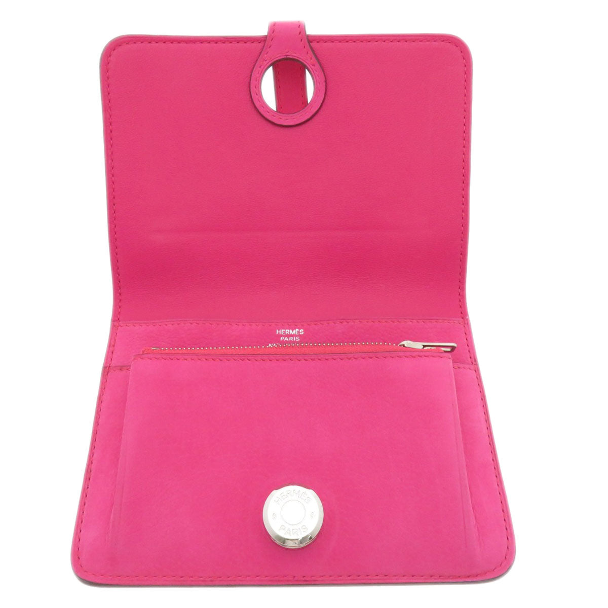 HERMES Coin case Eversoft pink Dogon Compact Eversoft