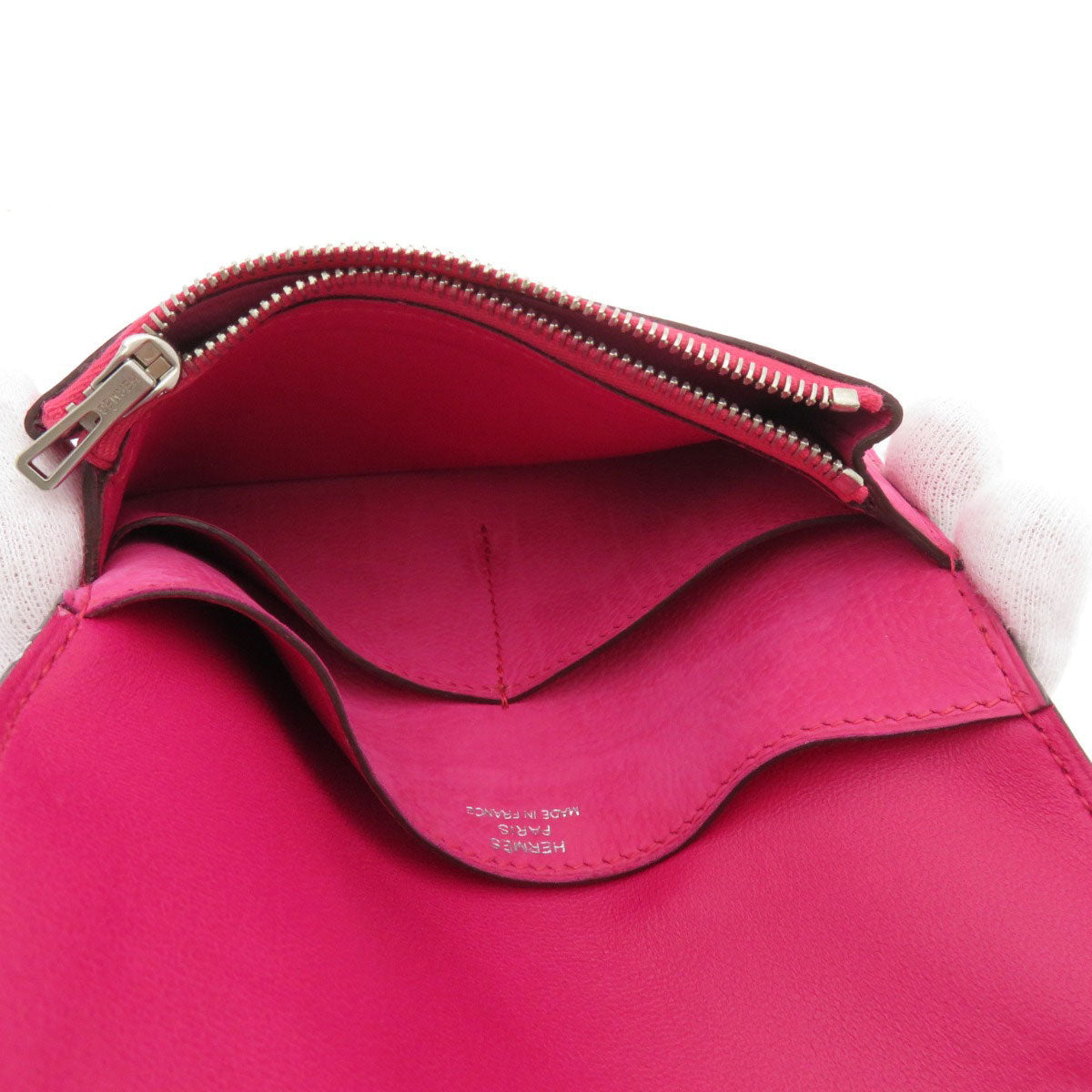 HERMES Coin case Eversoft pink Dogon Compact Eversoft