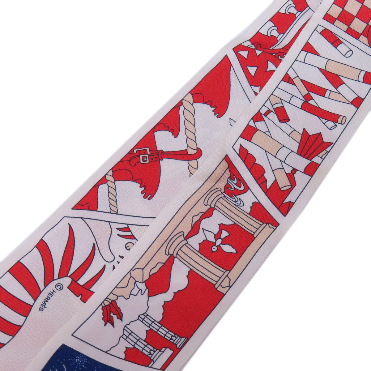 HERMES scarf silk Red Twilly Women Used