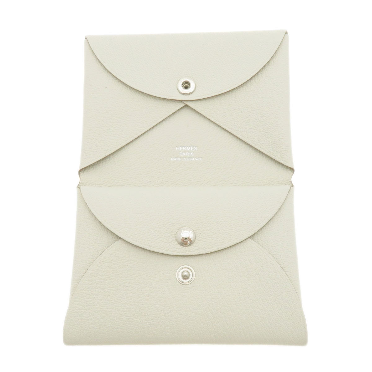 HERMES Card Case Shave white Calvi Duo Chevre