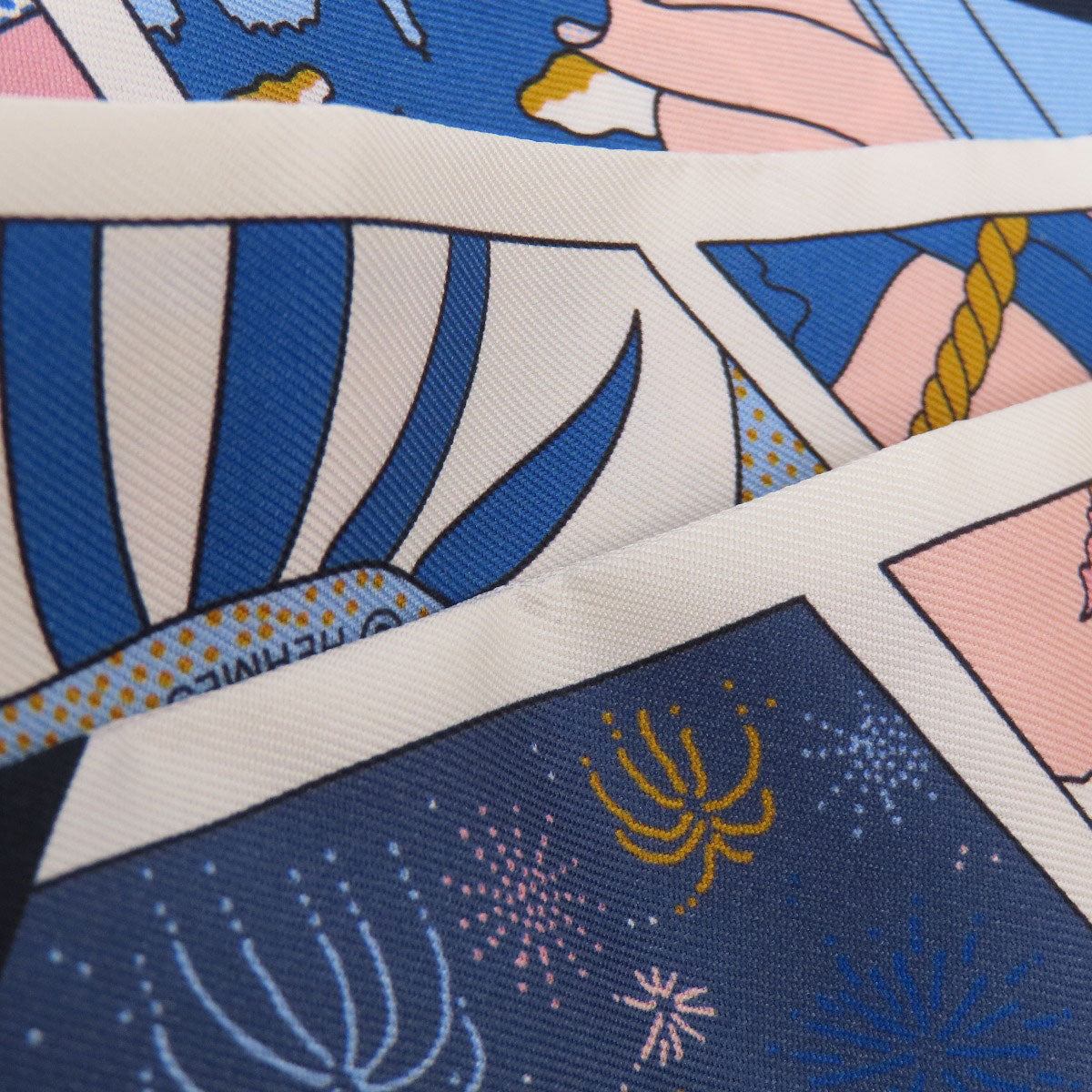 HERMES scarf silk white Twilly Women Used