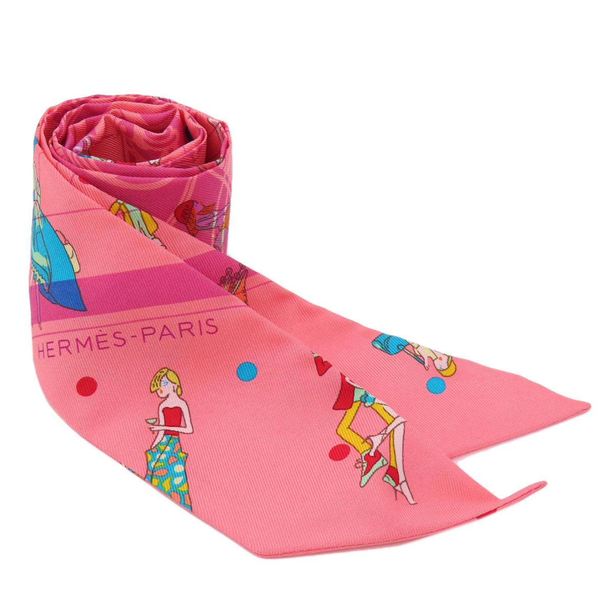 HERMES scarf silk pink Twilly Women Used