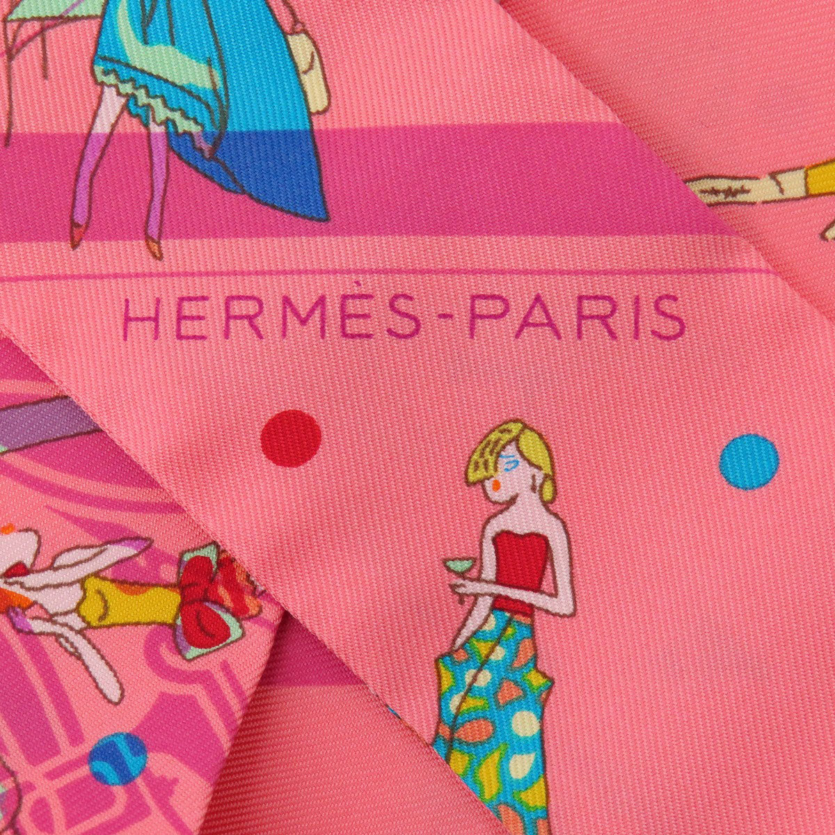 HERMES scarf silk pink Twilly Women Used