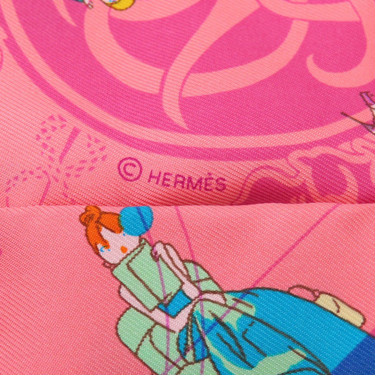 HERMES scarf silk pink Twilly Women Used