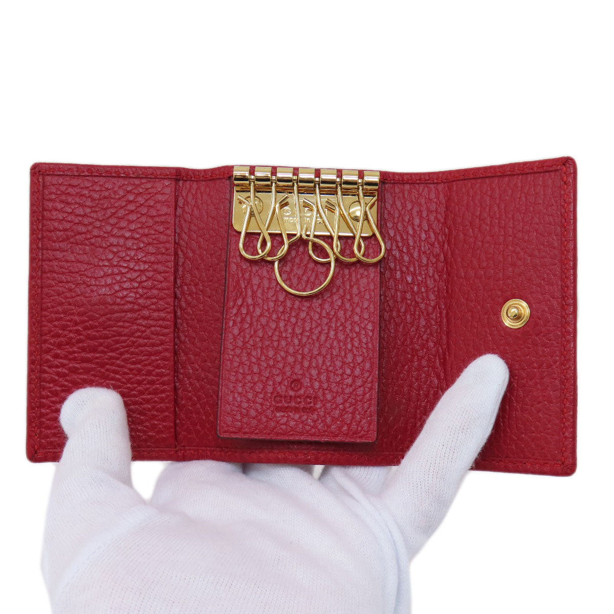 GUCCI Key case Key holder  456118 leather Red GG Marmont