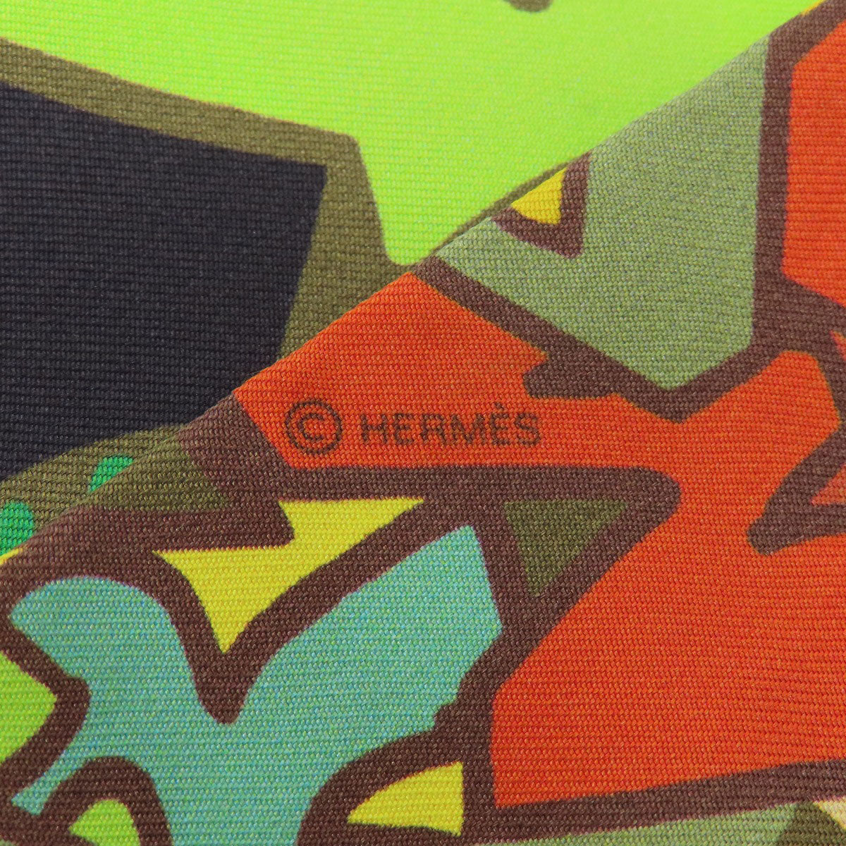 HERMES scarf silk green Twilly Women Used