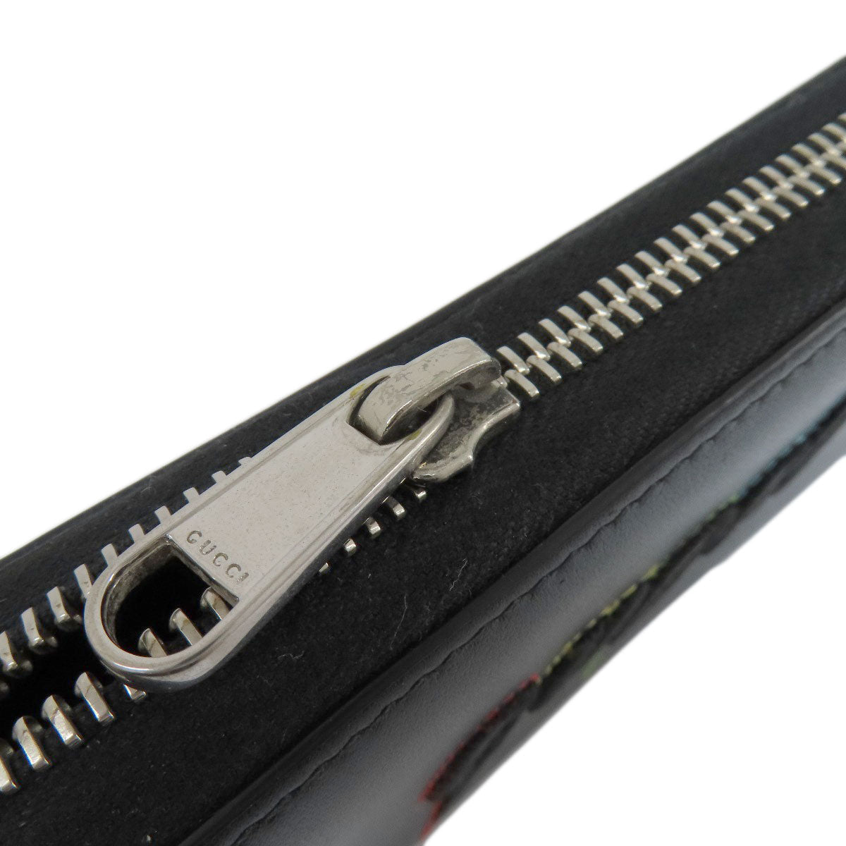 GUCCI Long Wallet Purse 597677 leather black Embryoidery