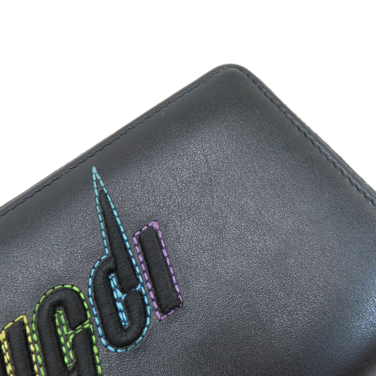 GUCCI Long Wallet Purse 597677 leather black Embryoidery