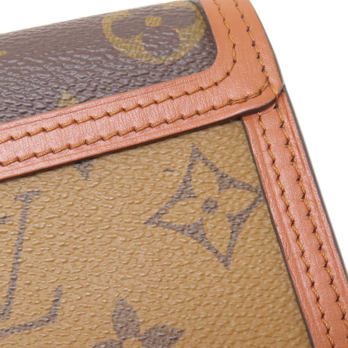 LOUIS VUITTON Bifold Wallet M68725 Monogram reverse Brown Portefeuille Daufine Compact Women Used