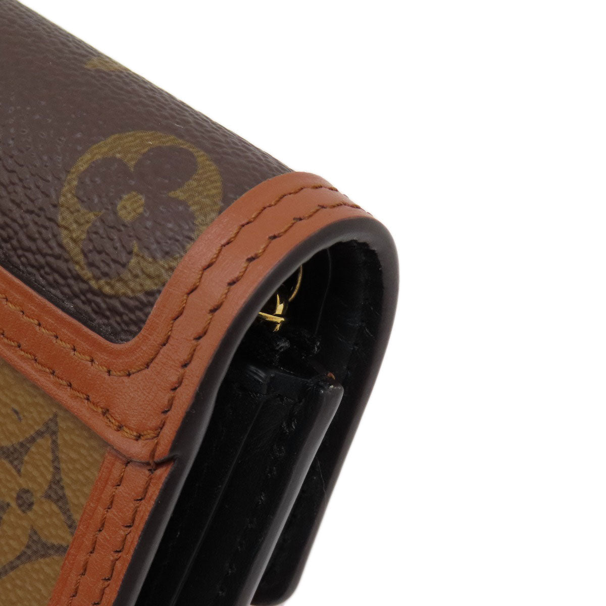 LOUIS VUITTON Bifold Wallet M68725 Monogram reverse Brown Portefeuille Daufine Compact Women Used