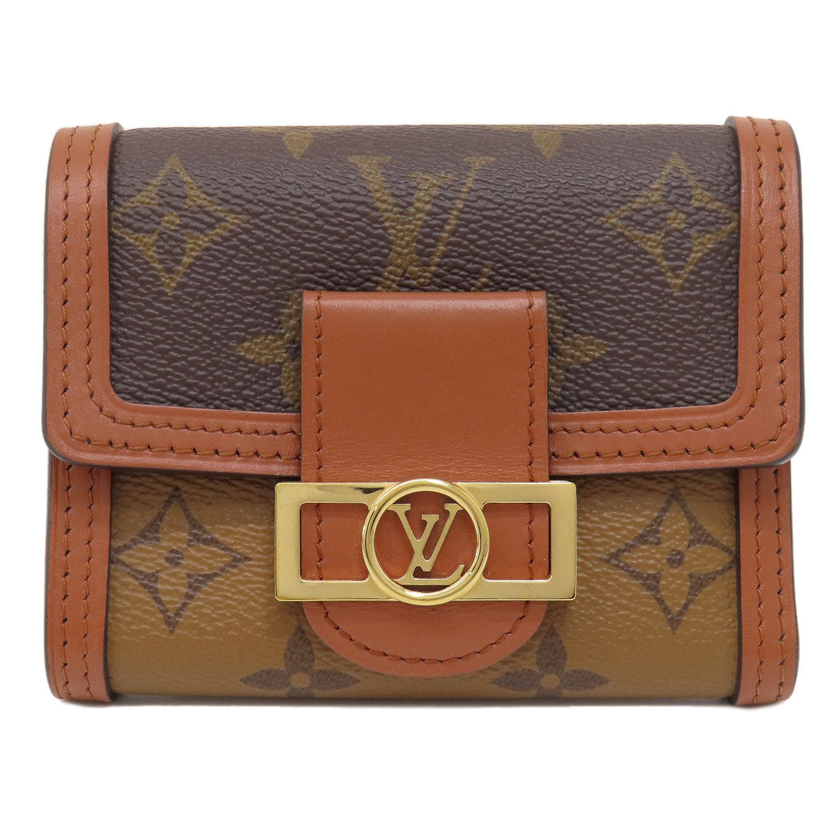 LOUIS VUITTON Bifold Wallet M68725 Monogram reverse Brown Portefeuille Daufine Compact Women Used