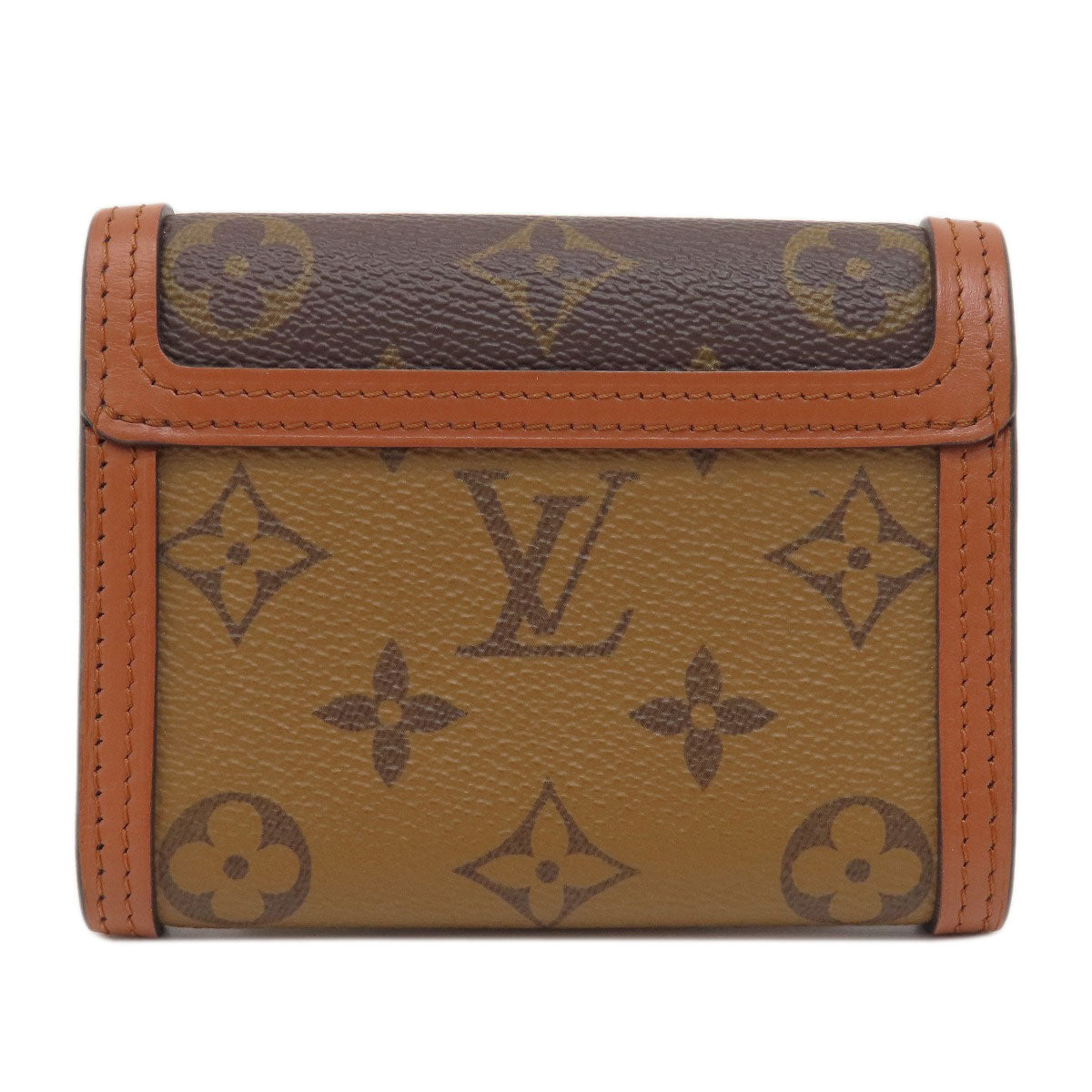 LOUIS VUITTON Bifold Wallet M68725 Monogram reverse Brown Portefeuille Daufine Compact Women Used