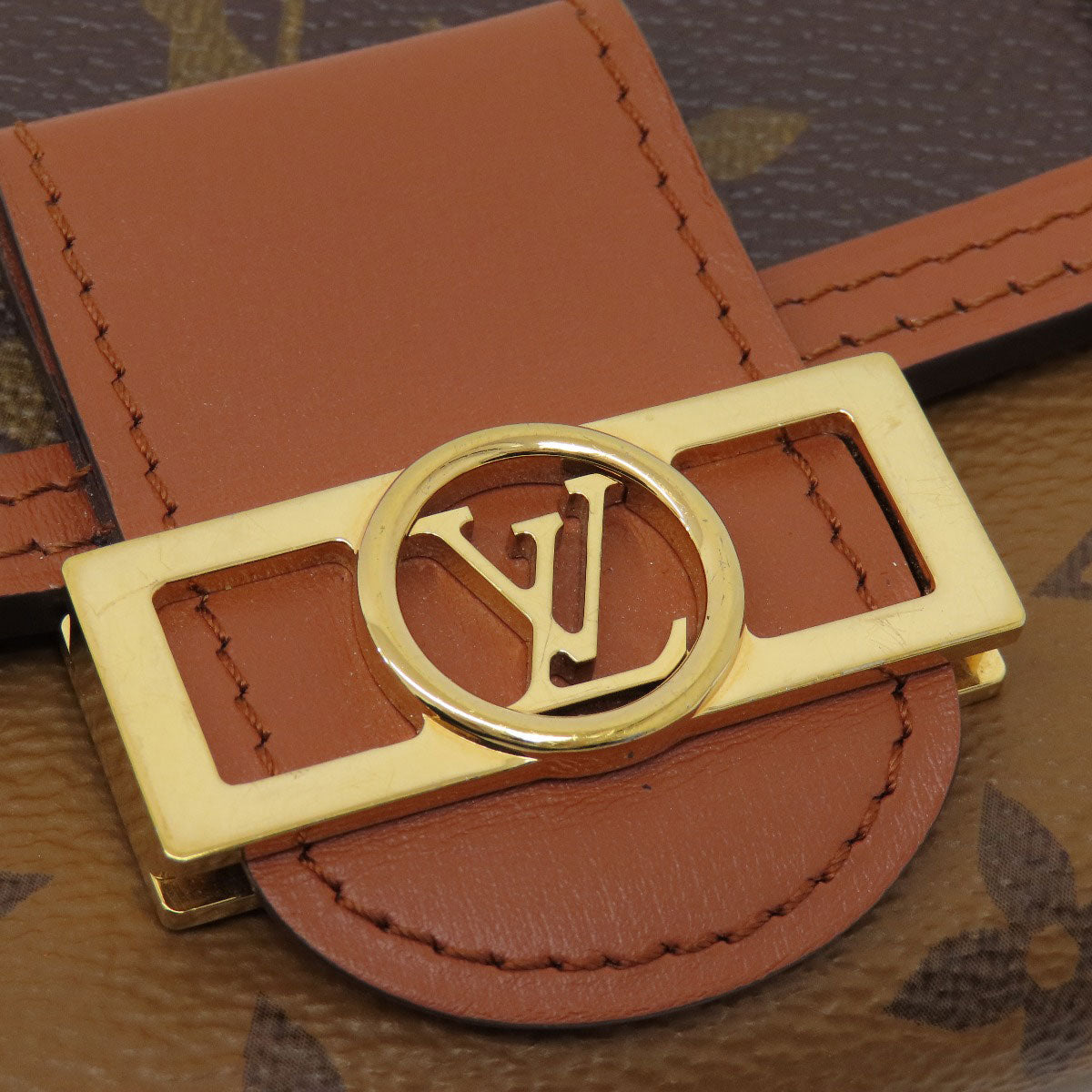 LOUIS VUITTON Bifold Wallet M68725 Monogram reverse Brown Portefeuille Daufine Compact Women Used