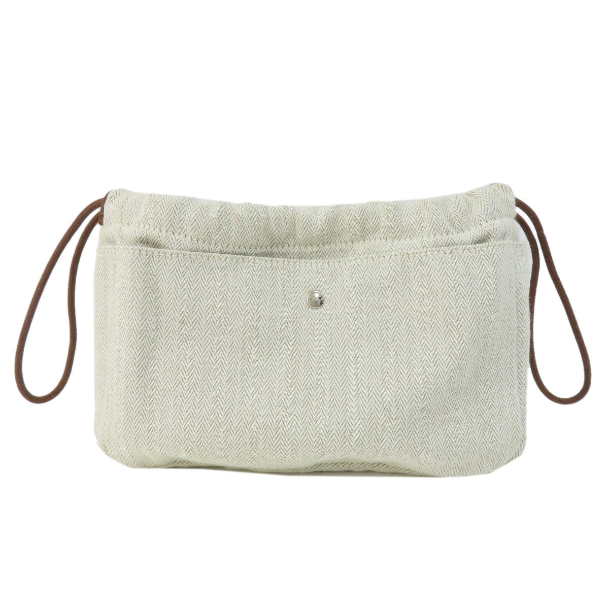 HERMES Cosmetics Pouch Towal chevron beige Foolby 20 Women Used