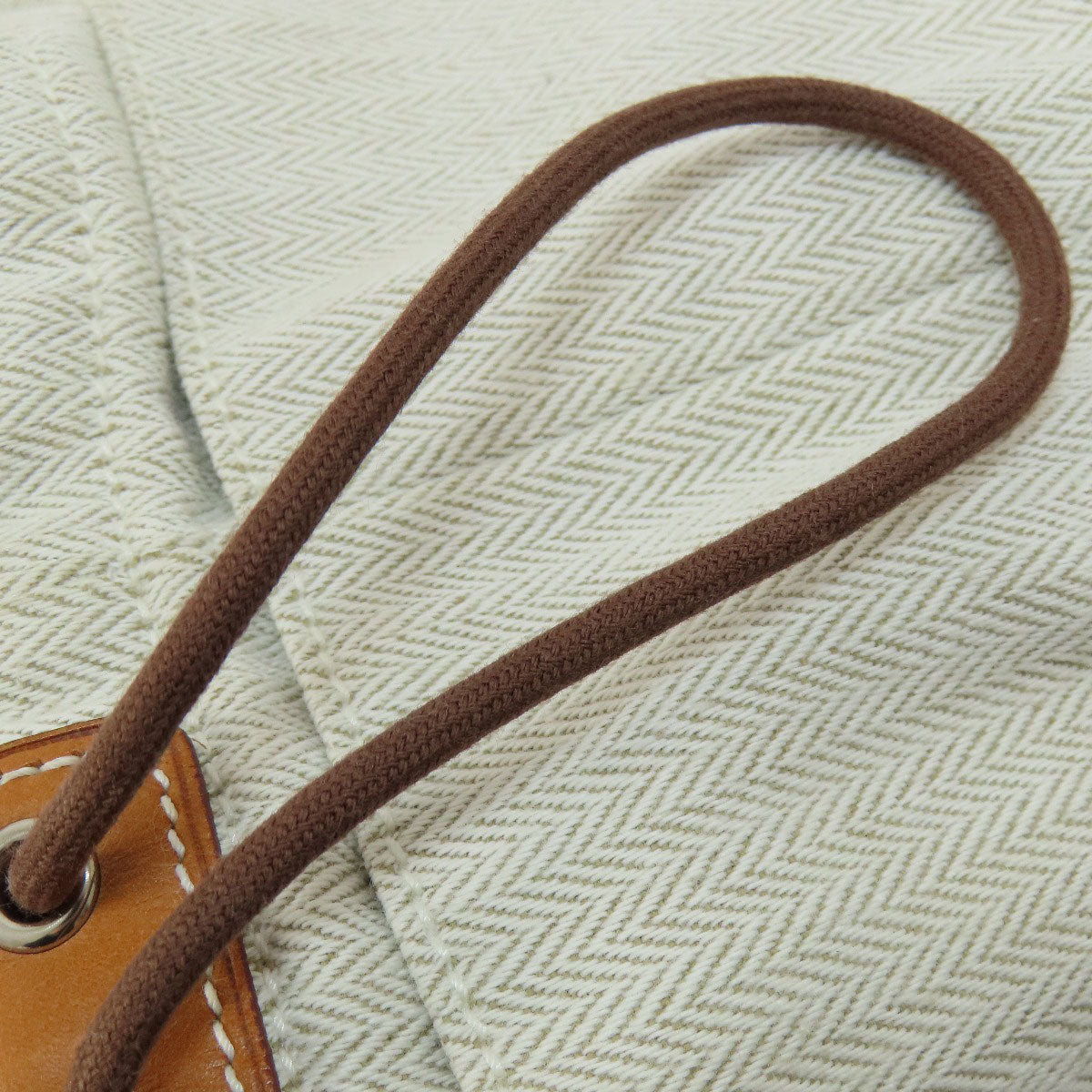 HERMES Cosmetics Pouch Towal chevron beige Foolby 20 Women Used