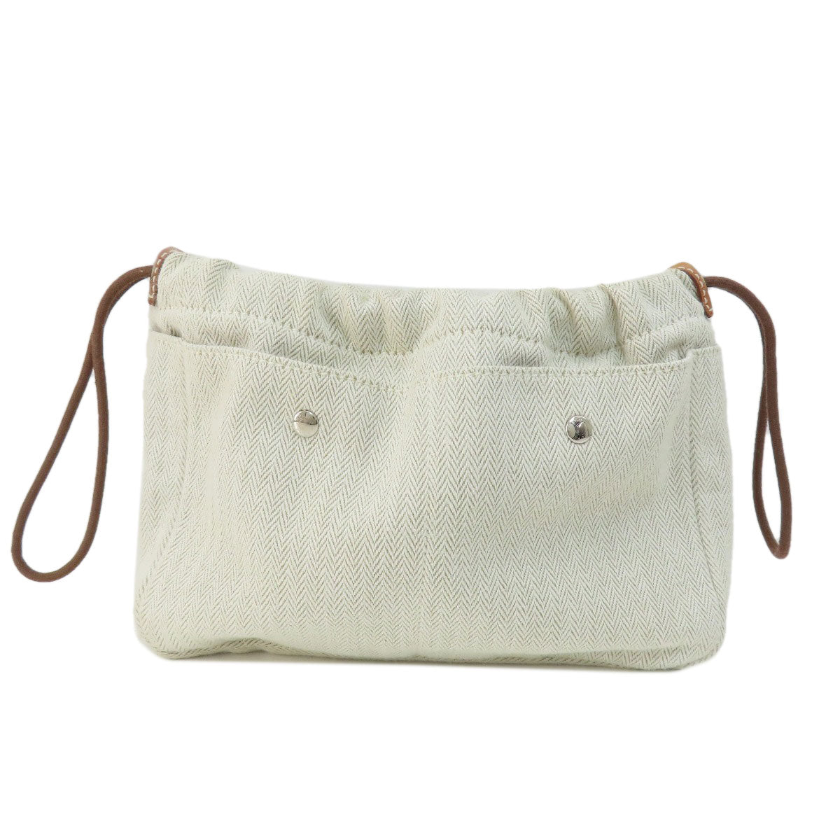 HERMES Cosmetics Pouch Towal chevron beige Foolby 20 Women Used