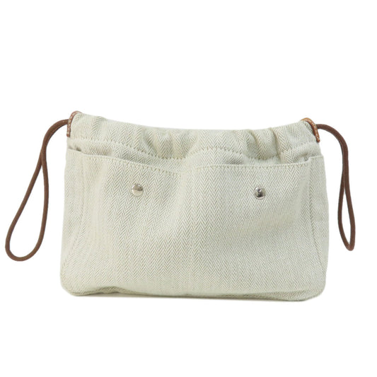 HERMES Cosmetics Pouch Towal chevron beige Foolby 20 Women Used