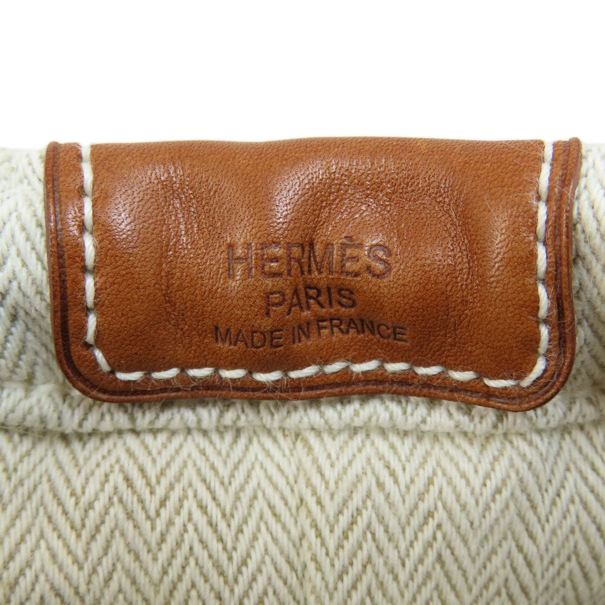 HERMES Cosmetics Pouch Towal chevron beige Foolby 20 Women Used