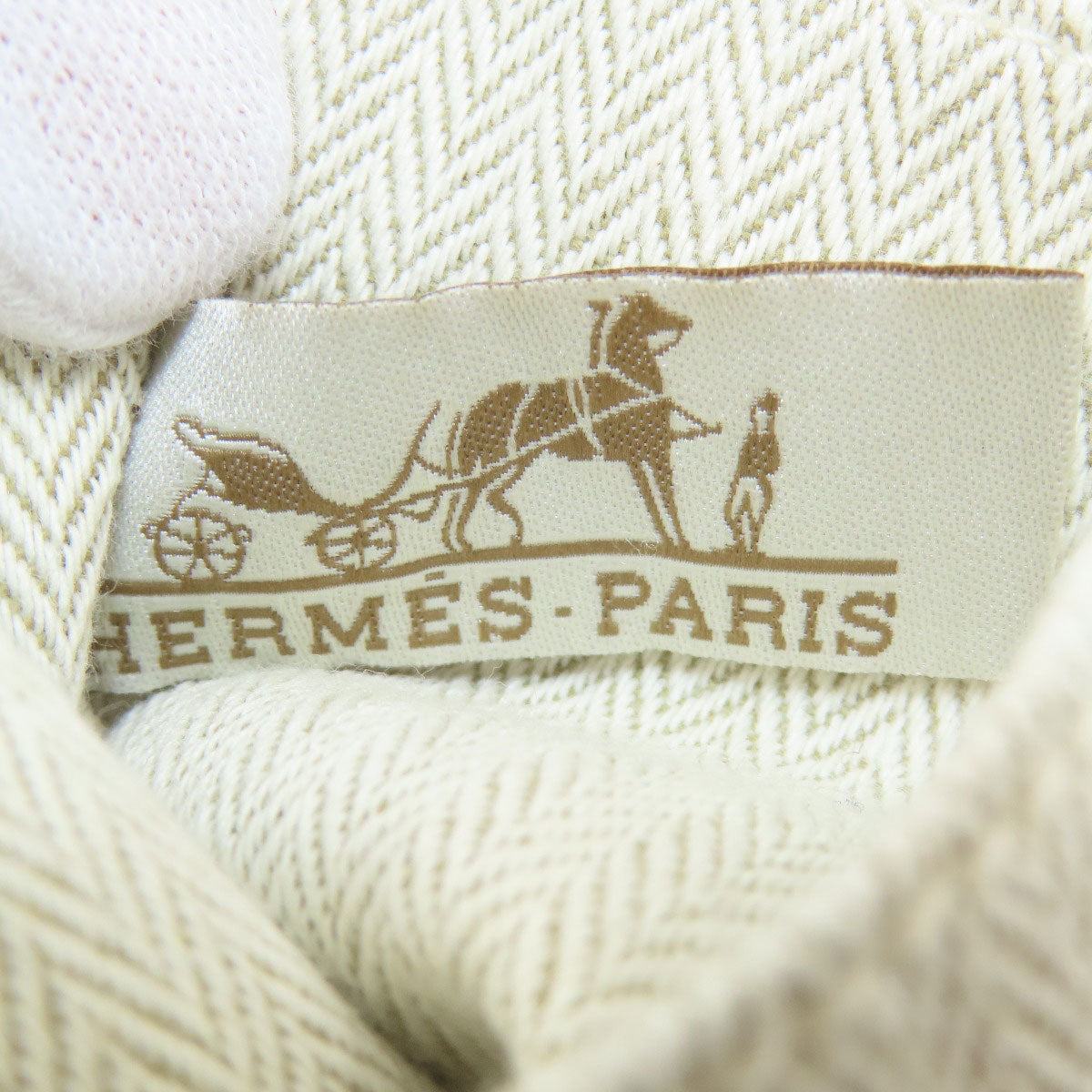HERMES Cosmetics Pouch Towal chevron beige Foolby 20 Women Used